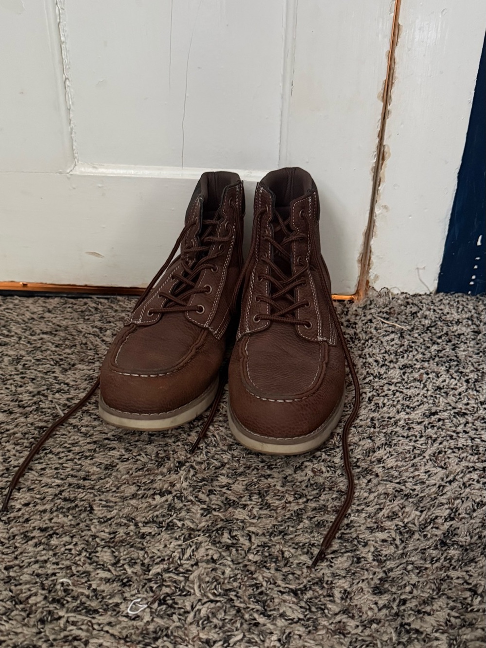 Levi's Men's Brown Leather Moc Toe Lace-Up Boots